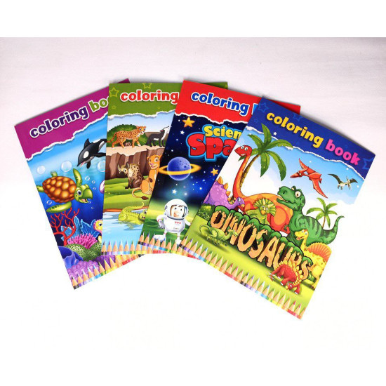 Альбомы для раскраски "Космос, звери, рыбы, динозавры" А4, 8 листов Unison (BK-30137)