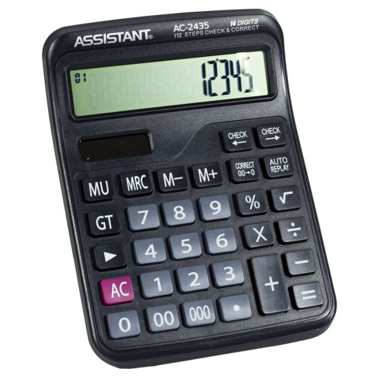Калькулятор  настольный Assistant, 14разр., 2-е питание, 178х130,5x38,1мм, AC-2435 (AC-2435)