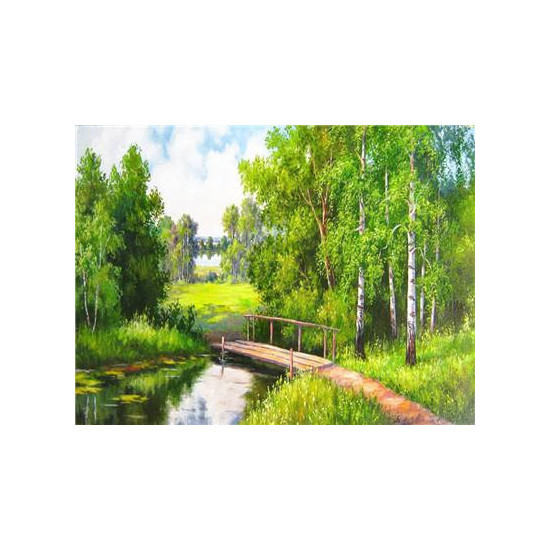 Картина по номерам 40 х 50см "Мостик в березовой роще" Разноцветный Unison (RA3813)