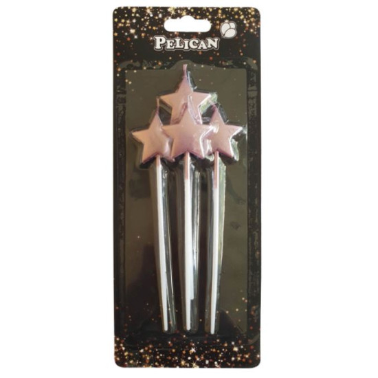 Набор свечей  "Звездочка  на палочке", розовое золото, 4шт/уп Розовый Pelican (868613)