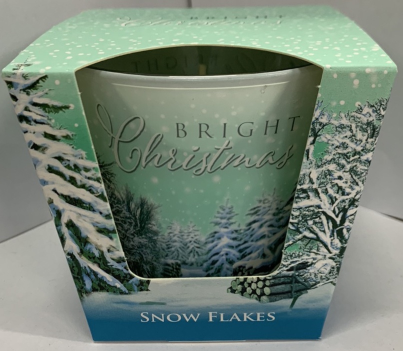 Свічка ароматична "Светлое рождество" 30часов, 8см Unison (73264 Snow Flakes)