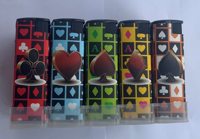 Зажигалка газовая пластиковая Карты (турбо пламя) Разноцветный Unison (158-5)