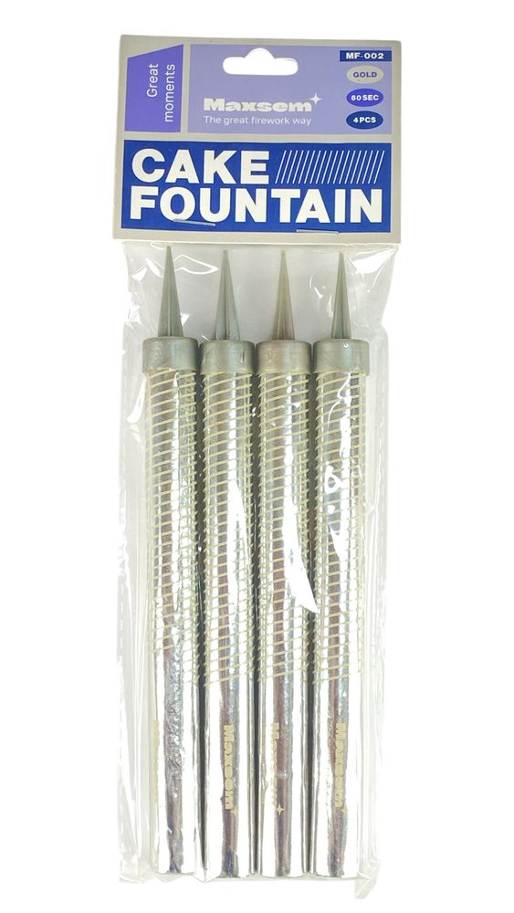 Набор свечей -4 шт  -17,5см, для торта "Холодный фонтан" (60секунд) Золотой Без бренда (MF-002 silver)