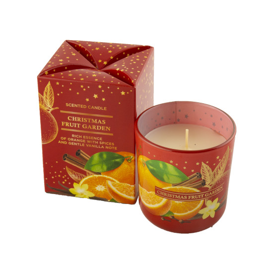 Свічка ароматична "Апельсин + специи" 30часов, 150г, 8,7 х 8см (парафин) Красный Bartek Candles (68789)