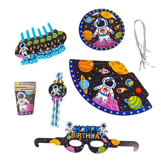 Набор ко дню рождения "Космонавт" на 6 персон, 36 предметов Разноцветный Без бренда (10322)