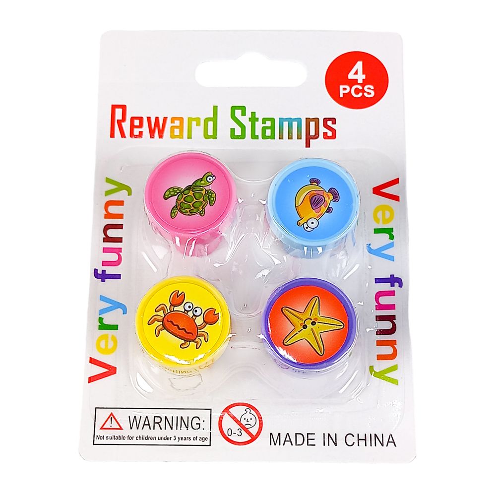 Набор штампиков "Морской мир" 25мм, 4шт в блистере Разноцветный Без бренда (3302-М)