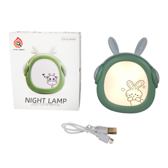 Лампа-ночник детская LED "Зайка в наушниках" 11см 3 цвета (меняет цвет) USB Разноцветный Без бренда (5703)