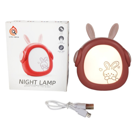 Лампа-ночник детская LED "Зайка в наушниках" 11см 3 цвета (меняет цвет) USB Разноцветный Без бренда (5703)