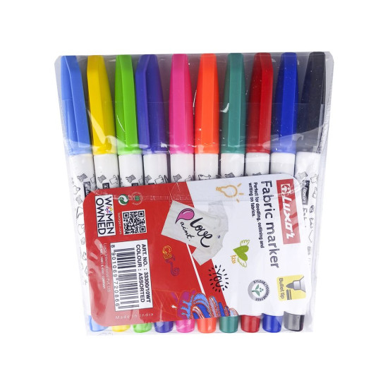 Набор маркеров ткань "Luxor" "Fabric Marker" 1-2мм (водная основа) 10шт (mix-10) Разноцветный LUXOR (33300-10)