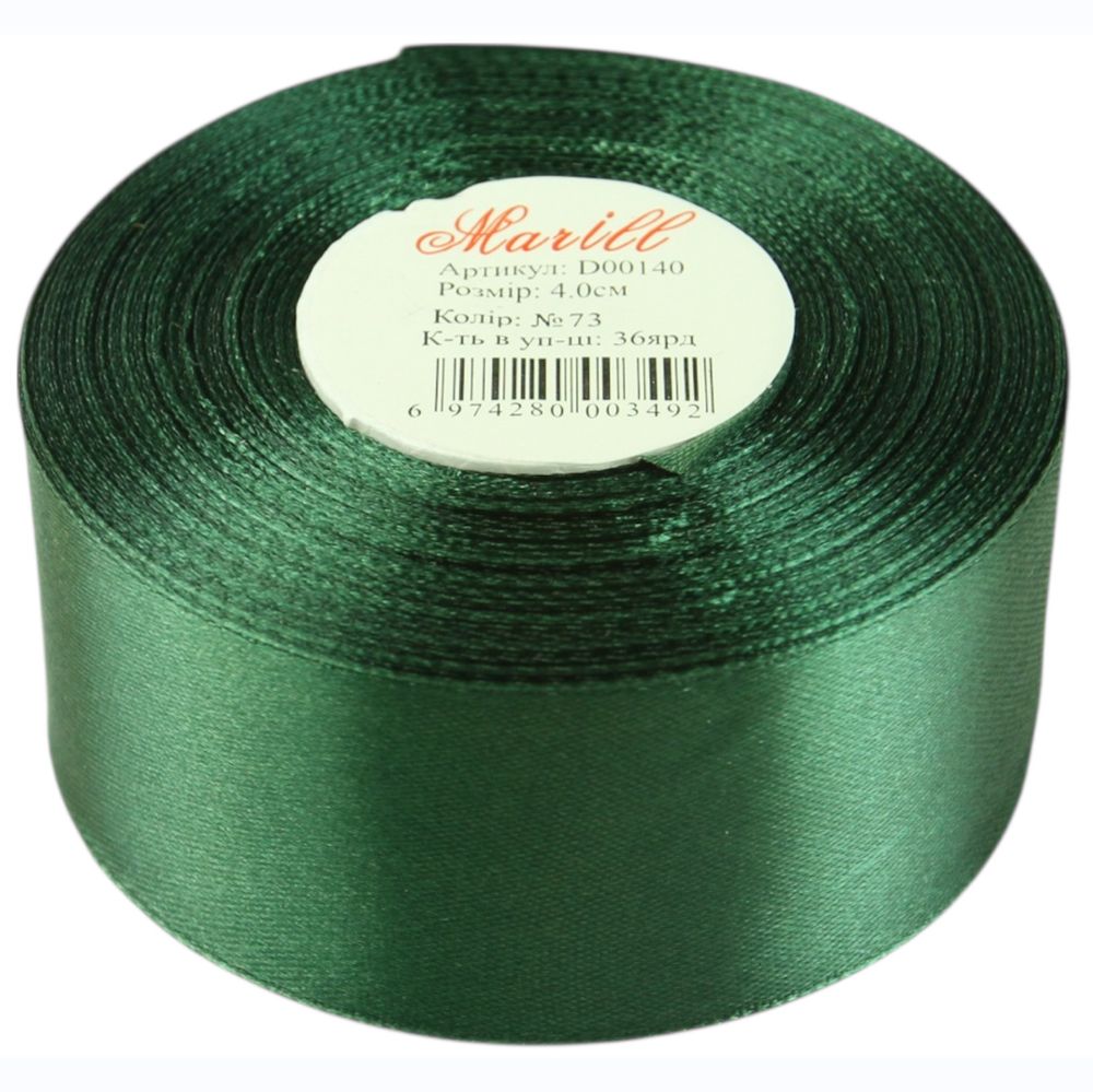 Атласная лента 4см (±5мм) x 33м Зеленый Marill (LA4033-73)
