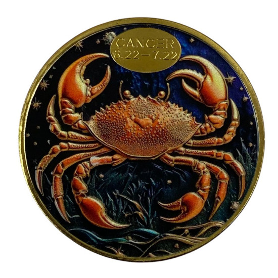 Монета-сувенір із зображенням знаку зодіаку  "Рак", 4см в капсулі (Cs - Cancer)