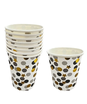 Стаканчики бумажные TM Pelican  "Белые с цветным горошком" - 10шт (871404)