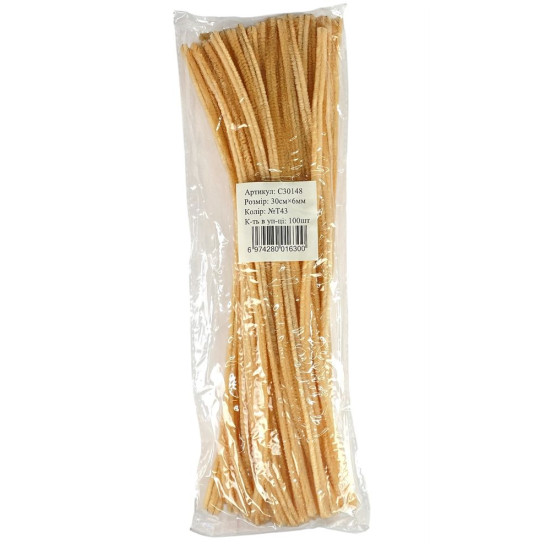 Синельная проволока, 300 х 6мм,  нежный персик, 100 шт (C30148 tender peach-T43)