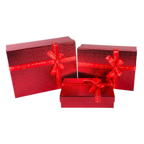 Набор коробок 3 шт прямоугольные, 33х 25 х 12см  Крокодил (10236  red)
