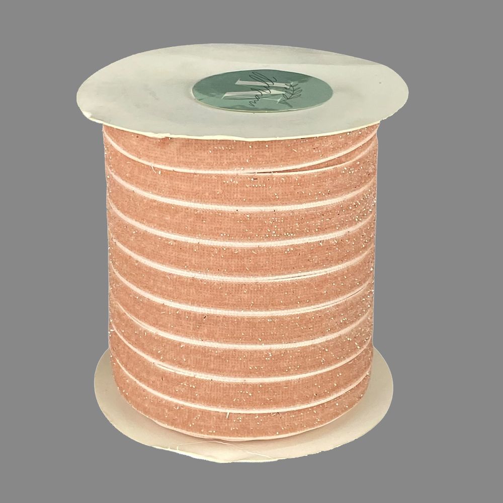 Оксамитова стрічка  блискуча 1,0 см х 50 ярдів Marill (D16710- peach)