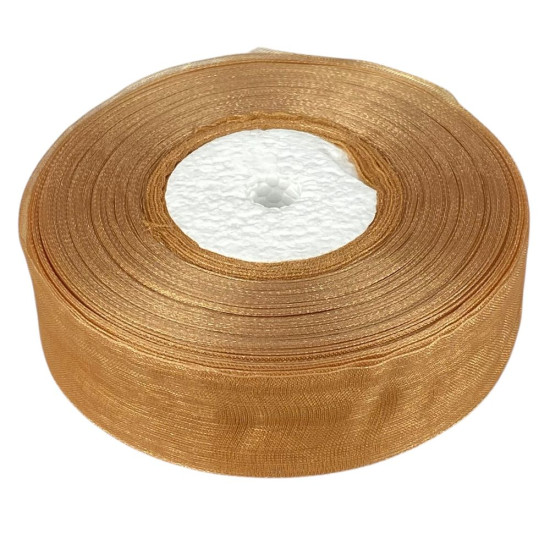 Стрічка з органзи горіхова 2,5 см х 50 ярдів Коричневий Marill (D02025-bk18)