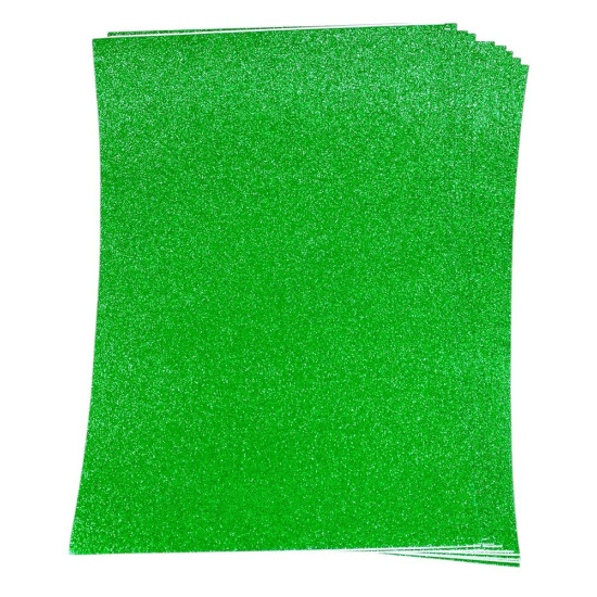 Фоамиран 1,7мм ярко-зеленый  с глиттером -10листов- самоклейка Зеленый Josef Otten (17GLKA4-011)