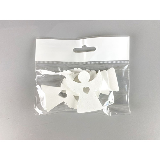 Дерев'яний ангел з сердечком  5 х 6см, білий, 5шт (TK-020)