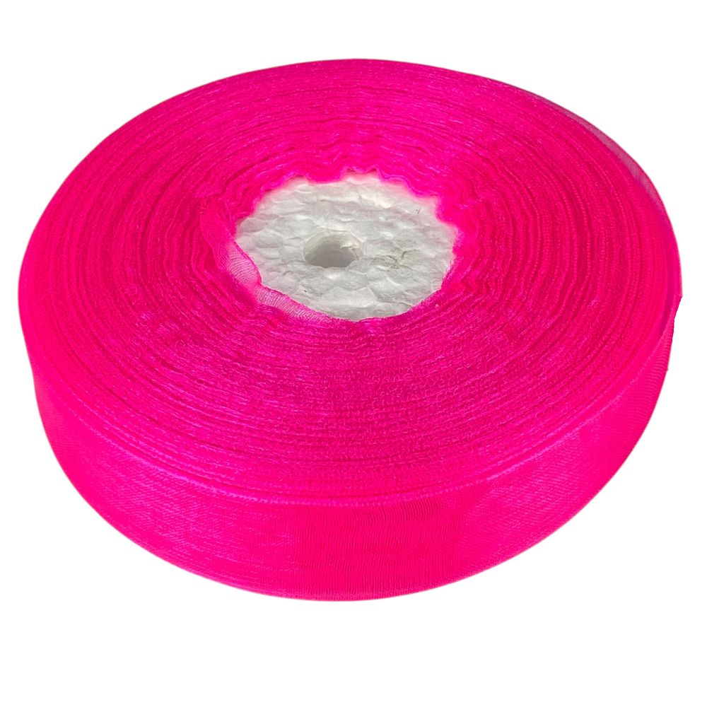 Стрічка з органзи яскраво рожева 2,0 см х 50 ярдів Рожевий Marill (D02020-014)