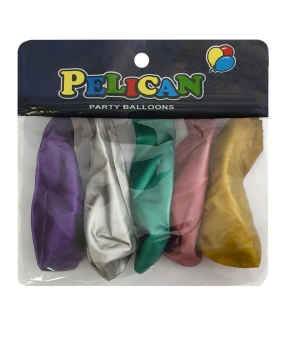 Шарики Pelican 12' (30 см), хром ассорти, 5шт/уп (813399)