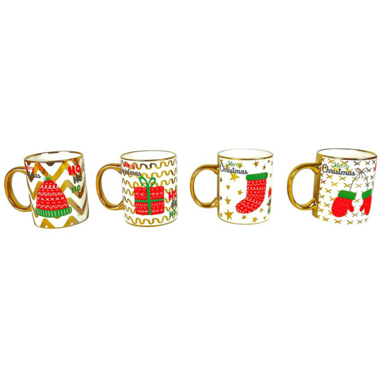 Чашка 350мл Новогодний принт с золотом (CP7438)