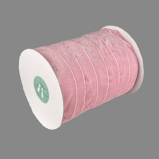 Бархатная лента  блестящая 2,5 см х 50 ярдов Розовый Marill (D16725- pink)