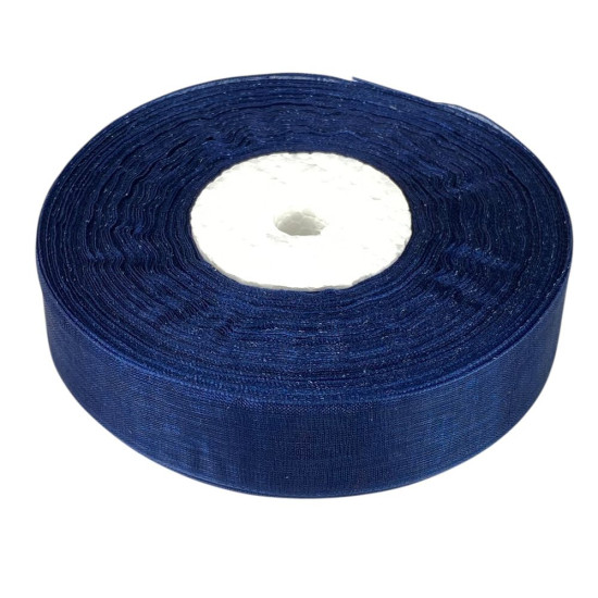 Стрічка з органзи  темно-синя 2,0 см х 50 ярдів Синій Marill (D02020-38)