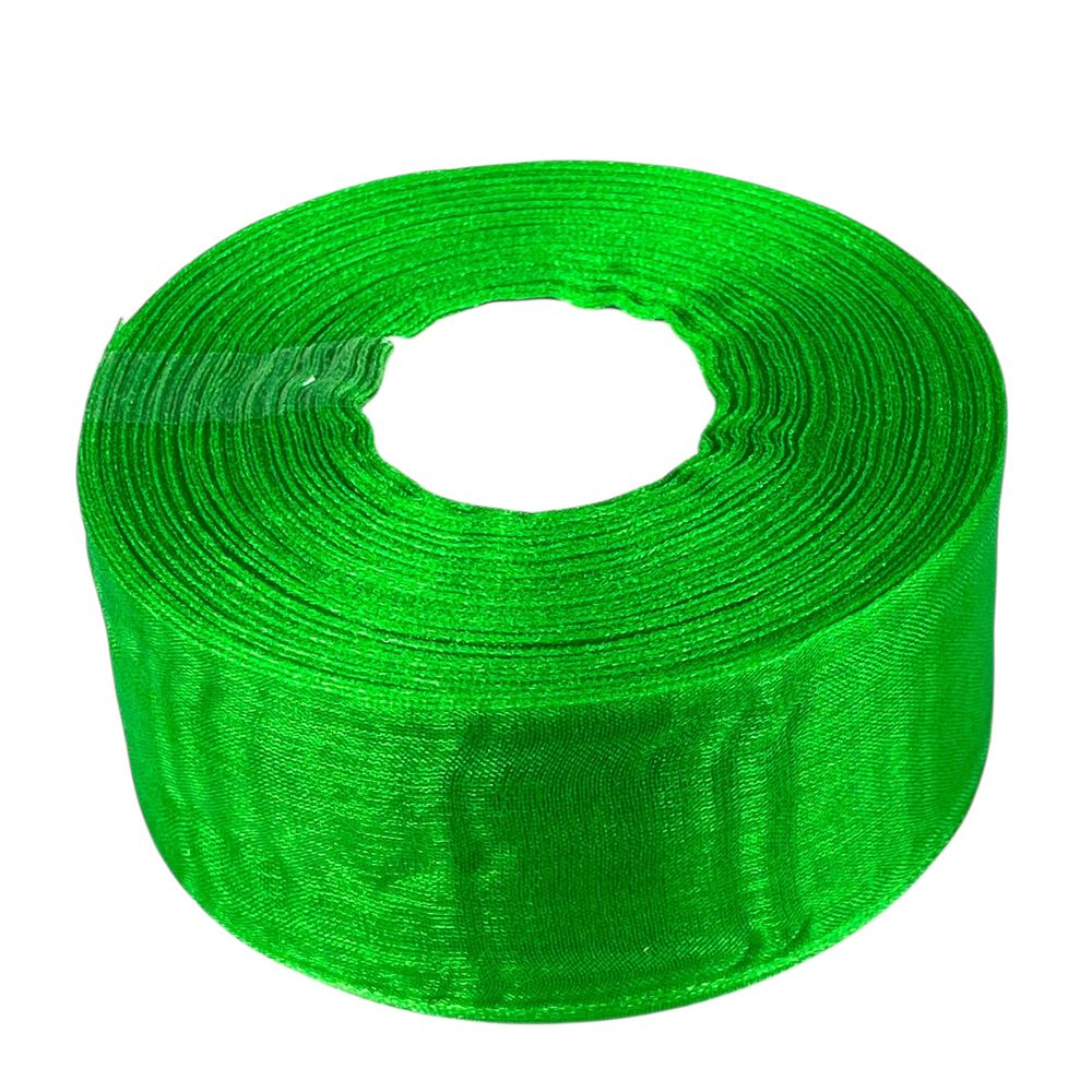 Стрічка з органзи зелена 4,0 см х 50 ярдів Зелений Marill (D02040-1019)