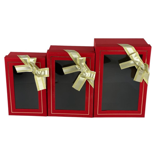 Набор коробок 3 шт с прозрачными крышками (2151L  red)