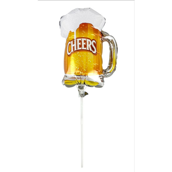 Шарик надувной фольгированный mini Myler, Кружка пива + палка пластиковая 30см (BP10834/MN060)