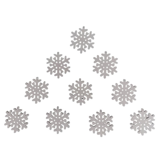 Деревянная снежинка-подвеска с сердечками 2 х 3см, белая, 10шт (TK-011)