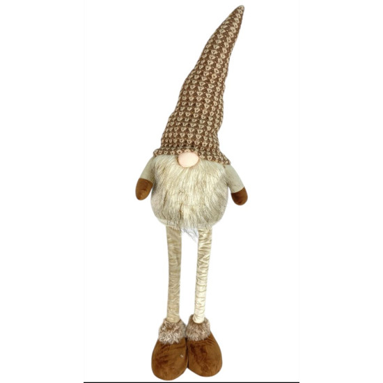 Новогодняя мягкая игрушка Гном коричневый, стоящий  21 х 14 х 70 см (L01169)