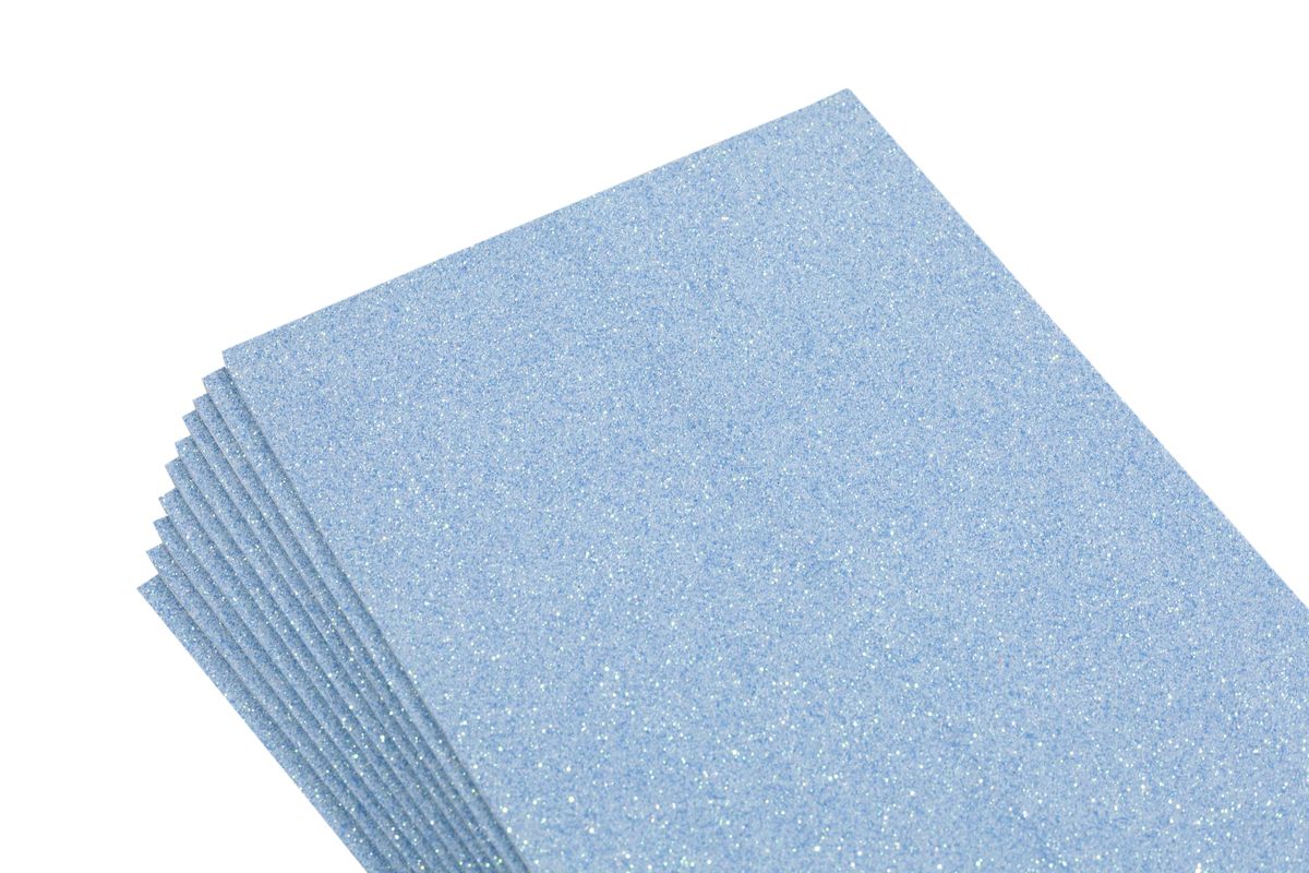 Фоамиран 1,8мм голубой  с глиттером -10листов- самоклейка, 8685 (8685)