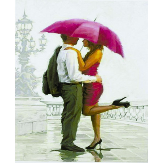 Картина по номерам "Красный зонт" 40*50см,крас.-акрил,кисть-3шт (9287)