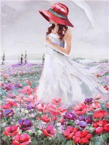 Картина по номерам "Девочка в поле" 40*50см,крас.-акрил,кисть-3шт (8145)