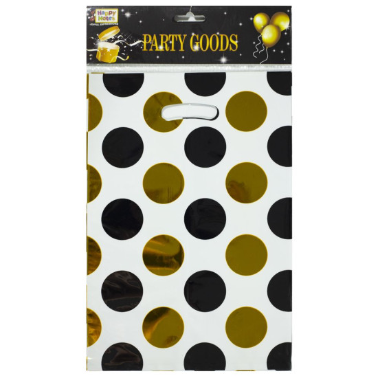 Подарункові пакети ,пластикові з фольгою,великий горошокі 17*25см , 10шт/уп (10095)