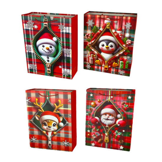 Пакет подарунковий  новорічний, 4 дизайни, 210g , 31 х 40 х 12 см (DV-BK-10302-3L)