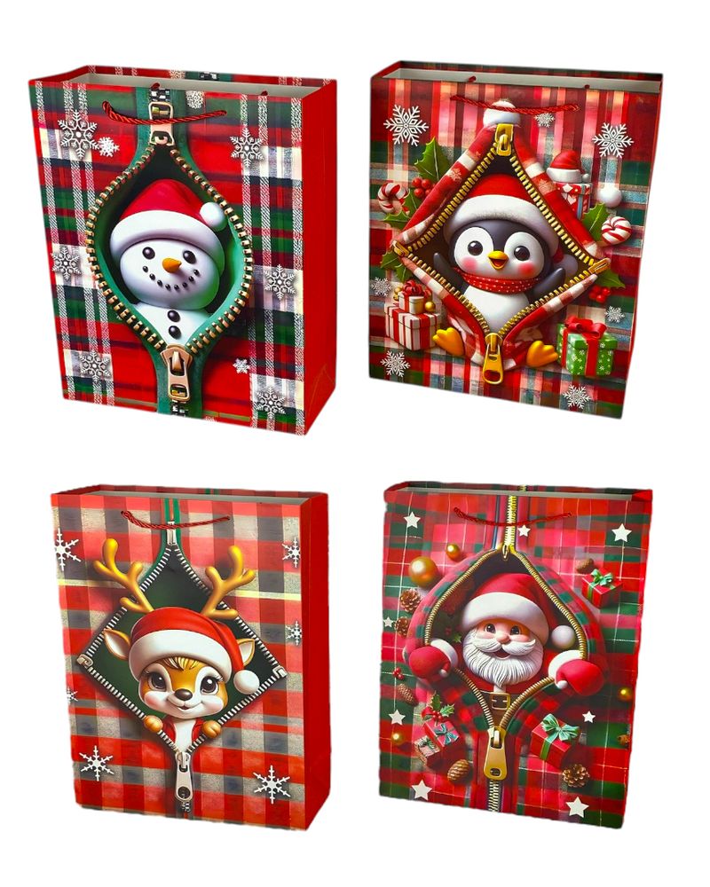 Пакет подарунковий  новорічний, 4 дизайни, 210g , 31 х 40 х 12 см (DV-BK-10302-3L)