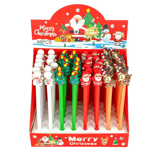 Ручка гелева синя 0,5мм Новорічна (13591)