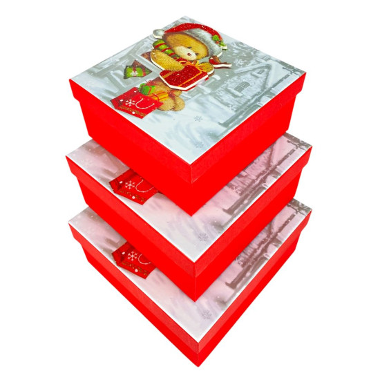 Подарункова новорічна коробка 28 х 28 х 11см, 3шт/наб (XMS-5L)