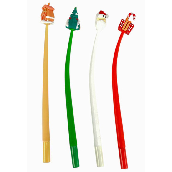 Ручка гелева синя 0,5мм Новорічна (A3825)