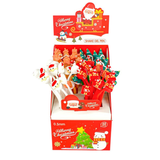 Ручка гелева синя 0,5мм Новорічна (A3825)