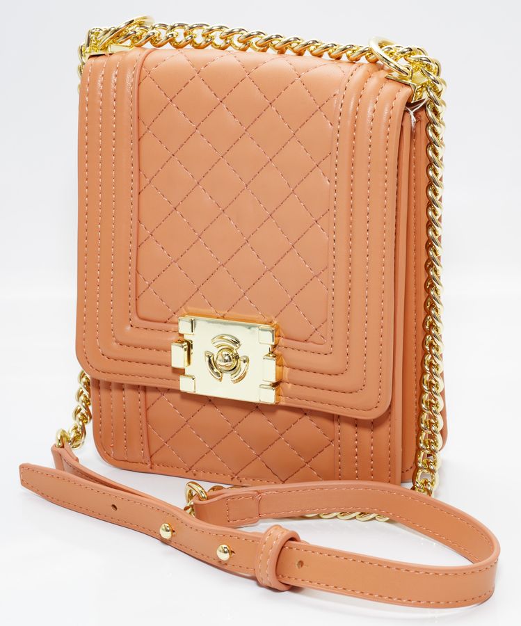 Сумка женская персиковая 20х16см экокожа (L8113 peach)