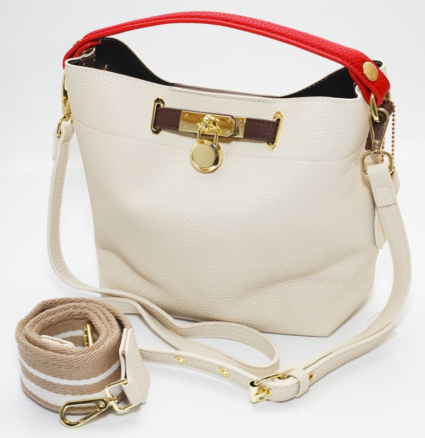 Сумка женская белая 21х26см + косметичка 14,5х22см  экокожа (921-3  white)