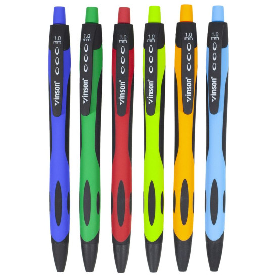 Ручка масляна синя автомат Vinson "Free" soft grip (36шт/уп) Vinson (1008)