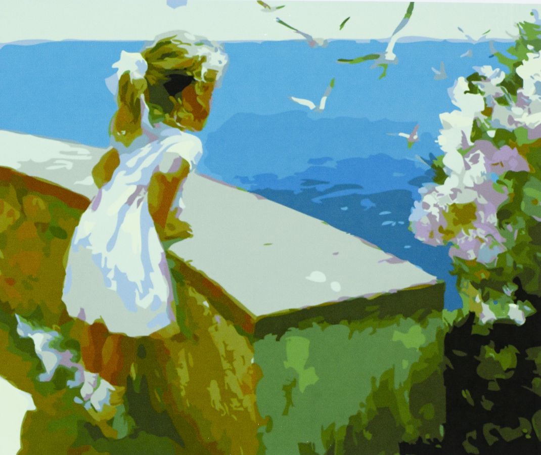 Картина за номерами "Дівчинка і море" 40 * 50см, крас.-акрил, кисть-3шт. (1 * 5) (9510)