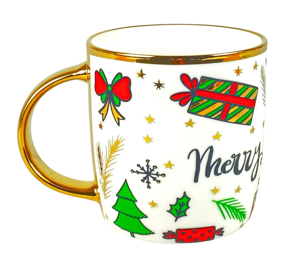 Чашка 350мл Новорічний принт із золотом (CP7436)