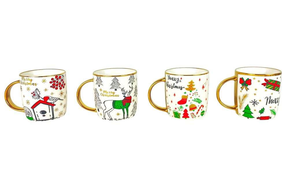 Чашка 350мл Новорічний принт із золотом (CP7436)
