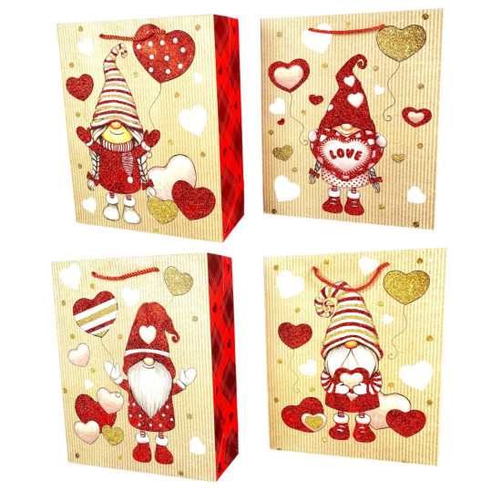 Пакет подарунковий  новорічний , 26 х 32 х 12cm 4 дизайни (678M)