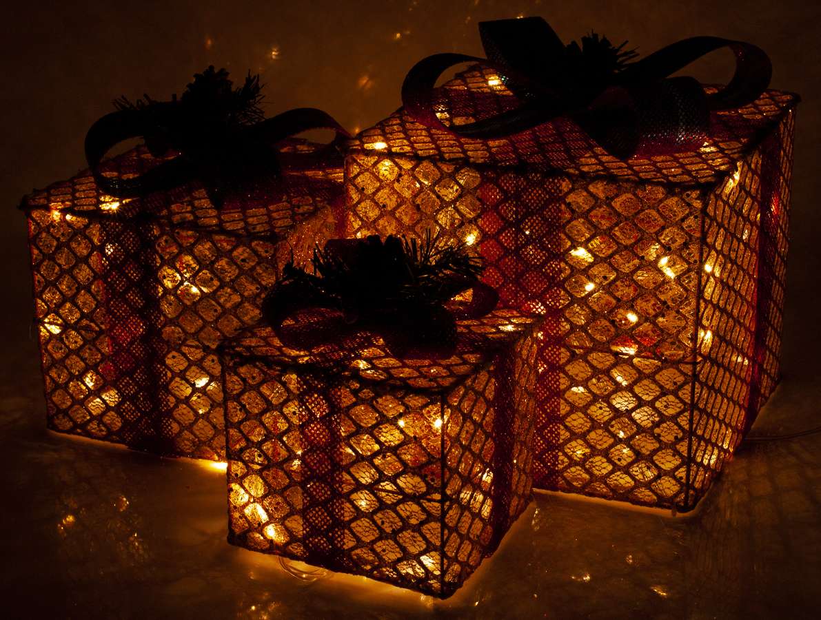 Подарунки  LED,  45 см  золотий з бордовим (19-042-G)